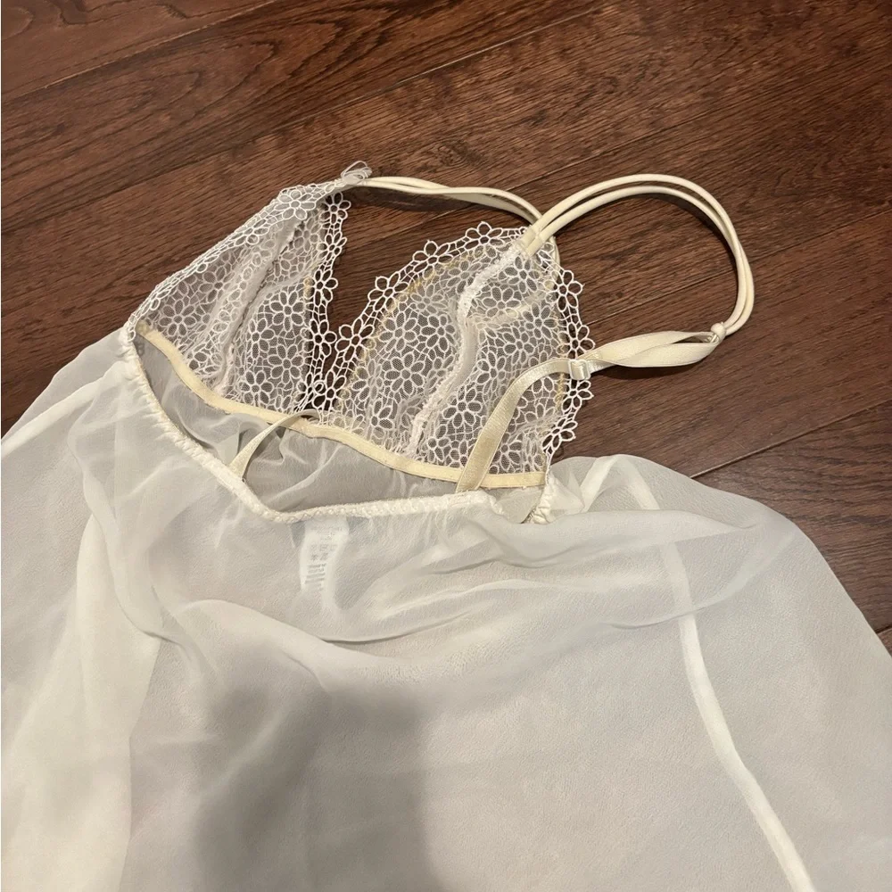 Vintage La SENZA Sheer White Lace Chemise - Picture 9 of 10